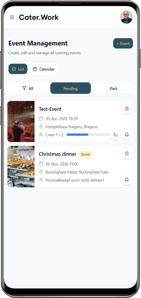 Cater.Work Mobile App