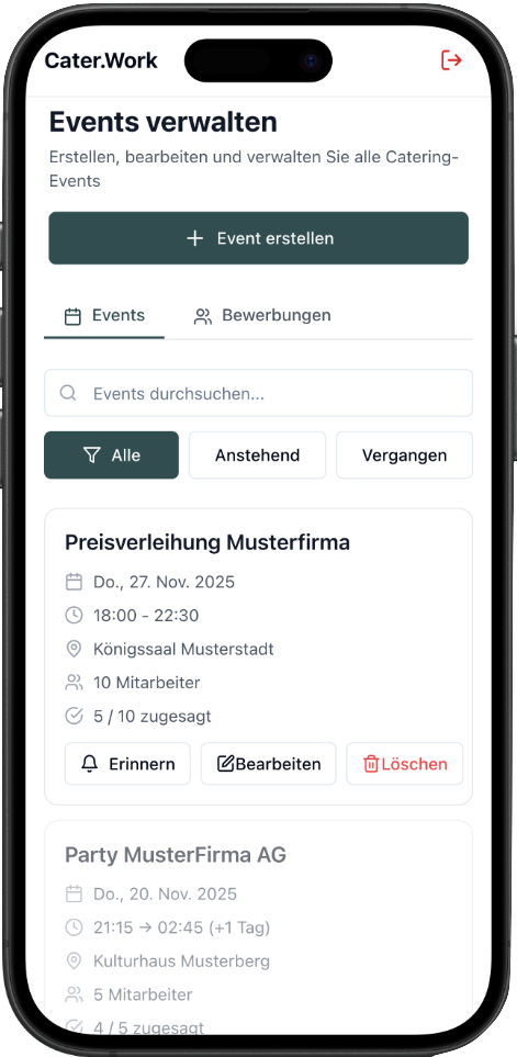 Cater.Work Mobile App