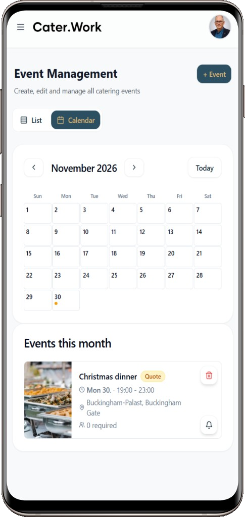Cater.Work Mobile App