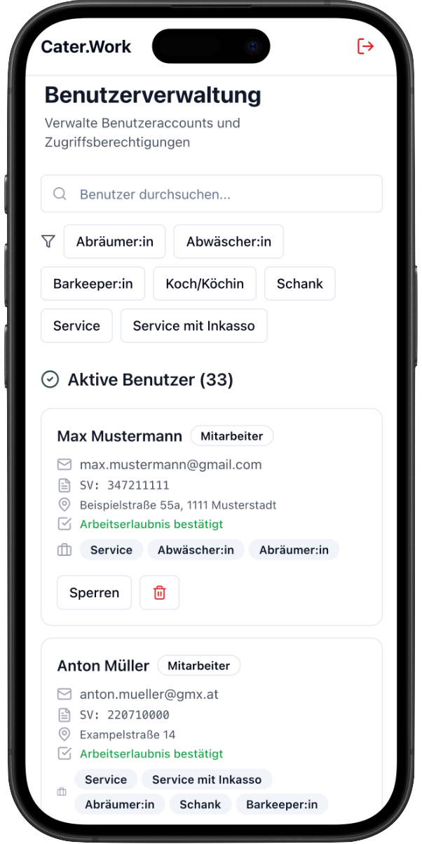 Cater.Work Mobile App